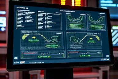 Schermo che mostra algoritmi di strategia di gara